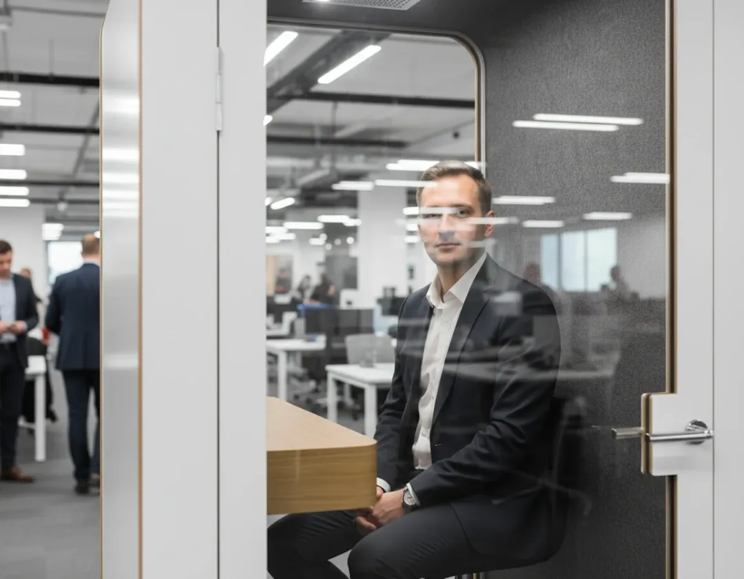 Europese phone booth in een NL kantoor — Pools-Oekraïens fabrikaat